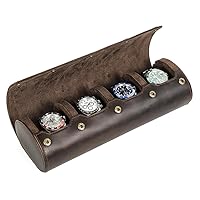 Portable Watch Storage Case,Classic Portable Watch Storage Case - Handcrafted in Retro Crazy Horse Leather, Ideal for Storage, Travel & Display - Holds Watches with Wrist Size 6.1