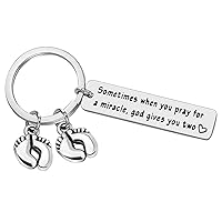 Twin Mom Gift Twin Mom Keychain Sometimes When You Pray for a Miracle God Gives You Two Keychain Twin Mom Dad Gift Keychain Mom of Twins Gift New Mom Gift Mothers Day Gift