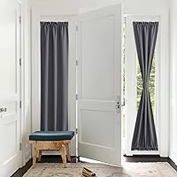PONY DANCE French Door Curtain - Grey Blackout Drape Energy Saving Thermal Insulated Drapery/Front Door Panel Including Adjustable Tie Back, 25 by 72 inch, 1 PC