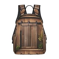 Vintage Door Print Simple And Lightweight Leisure Backpack, Men'S And Women'S Fashionable Travel Backpack