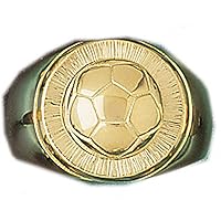 Soccer Ball Men's Rings | Yellow Gold-plated 925 Sterling Silver Soccer Ball Men's Ring - Made in USA