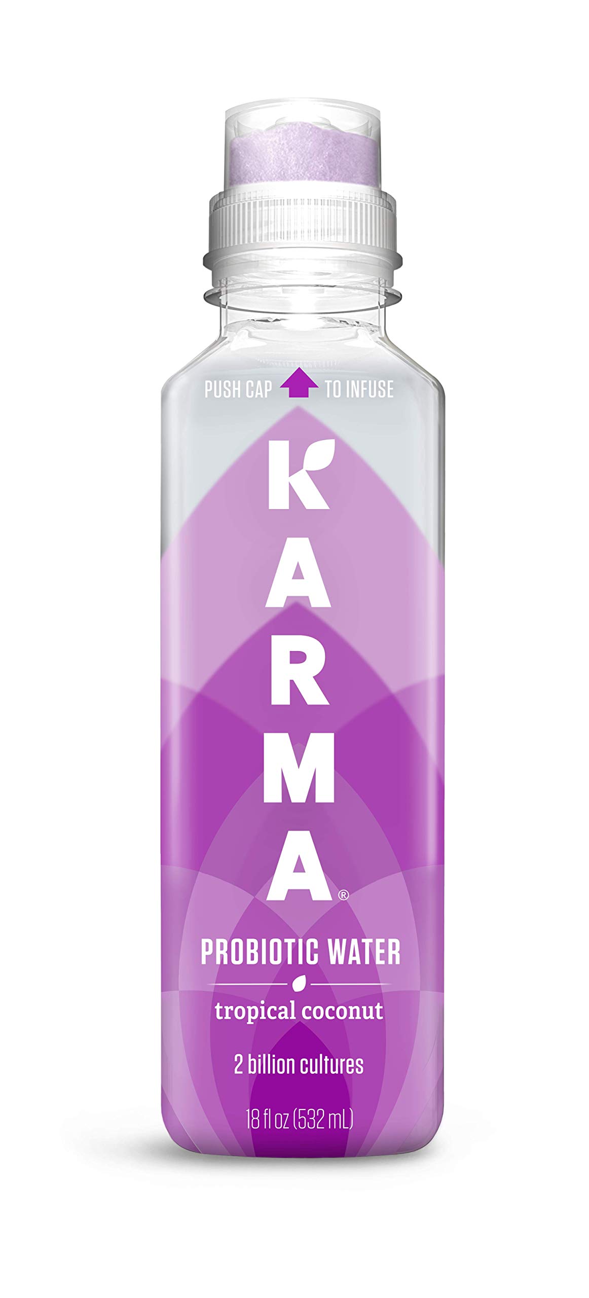 Karma Wellness Water Flavored Probiotic Water, Tropical Coconut, Low Calorie, 2 Billion Active Cultures,18 Fl Oz - Pack of 12 (Package May Vary)