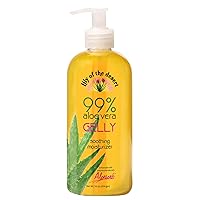 Gelly Moisturizer - 99% Organic Aloe Vera Gel for Skin, After Sun Care with Aloe, Vitamin E Oil, and Vitamin C for Sunburn Relief, 16 Fl Oz