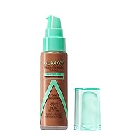 Almay Clear Complexion Acne Foundation Makeup with Salicylic Acid - Lightweight, Medium Coverage, Hypoallergenic, Fragrance-Free, for Sensitive Skin, 900 Mahogany, 1 fl oz.