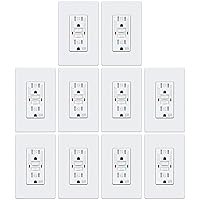 ELECTECK 10 Pack GFCI Outlets 15 Amp, Outdoor Weather Resistant (WR), Self-Test GFI Receptacles with LED Indicator, Ground Fault Circuit Interrupter, Screwless Wallplate Included, UL Listed, White