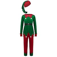 YiZYiF Unisex Kids Christmas Elf Costume Festive Santa Suit Girls Boys Elk Xmas Holiday Party Cosplay Outfit
