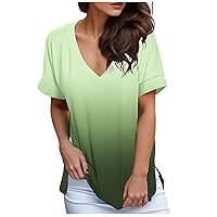 Lightning Deals of Today Prime Summer Tops for Women 2024 Plus Size Tie-Dye Casual V Neck Short Sleeve T-Shirts Comfy Trendy Ladies Blouse Tee My Orders Placed Recently by Me