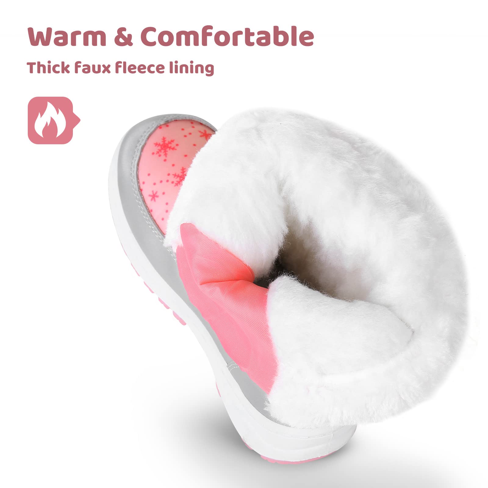 Apakowa Kids Girls Boys Insulated Fur Winter Warm Snow Boots (Toddler/Little Kid)
