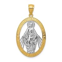 14K Yellow Gold and Rhodium-Plating Polished Miraculous Medal Pendant K6352