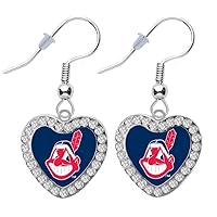 Baseball Crystal Heart Earrings Pierced
