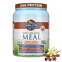 Vegan Protein Powder Raw Organic Meal Replacement Shakes Chocolate with Vanilla Chai Powder, 14 Servings Each