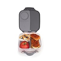 b.box Mini Lunch Box for Kids: Lightweight Bento Box, Lunch Snack Container with 2 Leak Proof Compartments. Ages 3+ School Supplies, BPA Free (Graphite, 4¼ cup capacity)