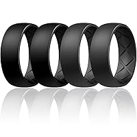 Egnaro Silicone Ring Men, Inner Arc Ergonomic Breathable Design Mens Rubber Wedding Band with Half Sizes, 7 Rings / 4 Rings / 1 Ring Engagement Bands Promise Rings, 8mm Wide - 2.5mm Thick