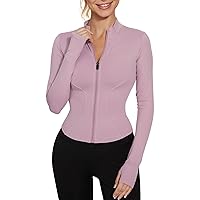 IECCP Women's Gym Top, Sports Shirt, Long Sleeve Yoga Crop Top, Lightweight Fitness Top with Half Zip and Thumb Hole