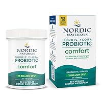Nordic Naturals Nordic Flora Probiotic Comfort - 30 Capsules - 13 Probiotic Strains w/ 15 Billion Cultures - Supports Regularity & Digestive Comfort, Alleviates Bloating - Non-GMO, Vegan - 30 Servings