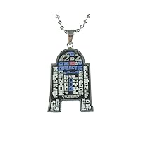 Star Wars Jewelry Unisex R2D2 Stainless Steel Enamel Wordings Chain Pendant Necklace