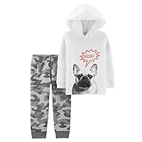 Carter's Baby Boy's Pizza Dog Hoodie Pullover Tee and Camo Pants