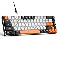 Portable 60% Mechanical Gaming Keyboard, MK-Box LED Backlit Compact 68 Keys Mini Wired Office Keyboard with Red Switch for Windows Laptop PC Mac - White/Black