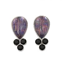 Studs Earrings Purple Rhinestone Sleety Rain Nickel Free Lightweight Droplets