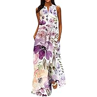 Women's Casual Dresses and Summer Fashion Classic V-Neck Color Printing Sleeveless Long Dress Dresses 2023