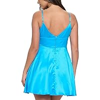 B. Darlin Womens Juniors Sweetheart Mini Fit & Flare Dress Blue 15/16