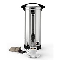 60 Cup Commercial Coffee Urn, Large Coffee Urn Perfect For Church, Meeting rooms, Lounges, and Other Large Gatherings-10 L, Silver