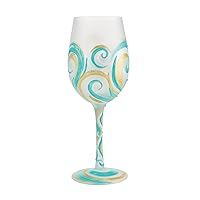Designs by Lolita Riding the Waves Hand-Painted Artisan Wine Glass, 15 Ounce, Multicolor