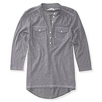 AEROPOSTALE Womens Solid Popover Henley Shirt, Grey, X-Small