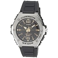 Casio Illuminator Men's Quartz Sport Watch with Black Resin Strap Heavy Duty Metal Bezel Model: MWA100H-1A2V Silver-Tone