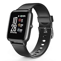 Hama Smart Watch 5910 GPS Waterproof (Fitness Tracker for Heart Rate/Calories, Sports Watch with Pedometer, Sleep Monitor, Music Control, Fitness Wristband Women/Men, 6 Days Battery Life) Black