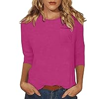 Business Casual Tops for Women Women's Three Quarter Sleeve Top with Pockets, S XXXL