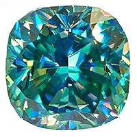 Loose Moissanite 7 Carat, Green Color Diamond, VVS1 Clarity, Cushion Cut Brilliant Gemstone for Making Engagement/Wedding/Ring/Jewelry/Pendant/Earrings/Necklaces Handmade Moissanite