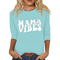 Mothers Day Shirts for Women,Happy Mother's Day Tops for Women Three Quarter Sleeve Mom Gift Tee Blouse Trendy Funny Graphic Top Mama Gifts