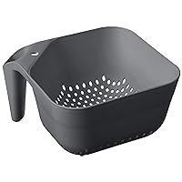 Tovolo Tovolo 3 Quart Colander BPA Free Food Safe Plastic Strainer with Handle Heavy Duty Heat Resistant Pasta and Veggies Kitchen Drainer Steam Basket Dishwasher Safe, Charcoal Gray