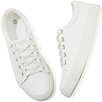 Adokoo Sneakers for Women Canvas Low Top Lace Up Shoes White Fashion Tennis Sneakers Cute Casual Comfort Walking Shoes