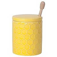 Now Designs Stone Honey Pot, Honeycomb - 3 x 4 in | 10 oz Capacity