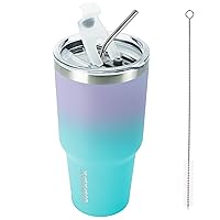 30oz Tumbler Stainless Steel Double Wall Vacuum Insulated Mug with Straw and Lid for Women and Men,Oasis