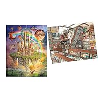 Pintoo Two Plastic Jigsaw Puzzles Bundle - 2000 Piece - Ciro Marchetti - Tarot Town and 2000 Piece - Our Times [H1561+H2145]