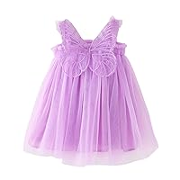 Baby Girls Butterfly Wings Fairy Tulle Dress Toddler Girl Layered Princess Dress Pageant Party Birthday Short Gown