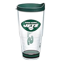 Made in USA Double Walled NFL New York Jets Arctic Insulated Tumbler Cup Keeps Drinks Cold & Hot, 24oz, Clear