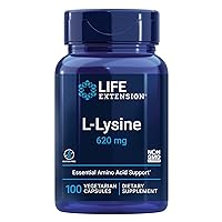 Life Extension NAC 600mg Antioxidant Immune Support & L-Lysine 620mg for Healthy Stress Response 100 Capsules Bundle
