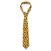 Yellow Sunflowers Print Novelty Men'S Neckties Fashionable Funny Skinny Ties For Weddings, Business,Parties