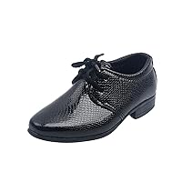 Classic Pointed Toe Dress Shoes for Boys - Shiny Lace-up Performance Shoes for Wedding, Evening Wear, Suitable for Toddlers and Little Kids