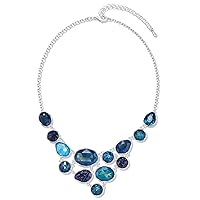 LILIE&WHITE Gold Necklaces For Women Statement Necklace With Multi Color Resin Stones Fashion Bib Necklace Gold Jewelry For Women Girls Costume Jewelry For Women