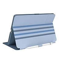 Speck Balance Folio Case for iPad 10.2 Inch (2019-2021) - Drop & Camera Protection, Slim Multi Range Stand, Apple Pencil Holder - Waterfall Stripes/Sail Blue