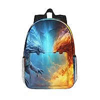 Fire VS Ice Art Print Backpack for Women Men Lightweight Laptop Bag Casual Daypack Laptop Backpacks 15 Inch