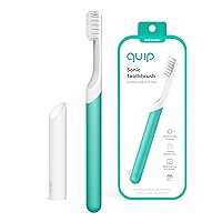 Quip Adult Electric Toothbrush - Sonic Toothbrush with Travel Cover & Mirror Mount, Soft Bristles, Timer, and Plastic Handle - Green