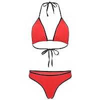 YiZYiF Women's Triangle Thong Bikini Set Sexy String Brazillian Two Piece Swimsuit Cute Bathing Suit