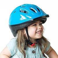 Joovy Noodle Bike Helmet for Toddlers and Kids Aged 1-9 with Adjustable-Fit Sizing Dial, Sun Visor, Pinch Guard on Chin Strap, and 14 Vents to Keep Little Ones Cool (Medium, Blue)