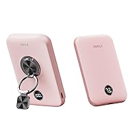iWALK Magnetic Power Bank 10000mAh Magnetic Slim Portable Charger 5000mAh [Pink*2]